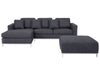 Corner Sofa Fabric Dark Grey with Ottoman 5 Seater Right Hand