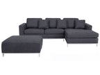 Corner Sofa OSLO Fabric Dark Grey with Ottoman 5 Seater Left Hand
