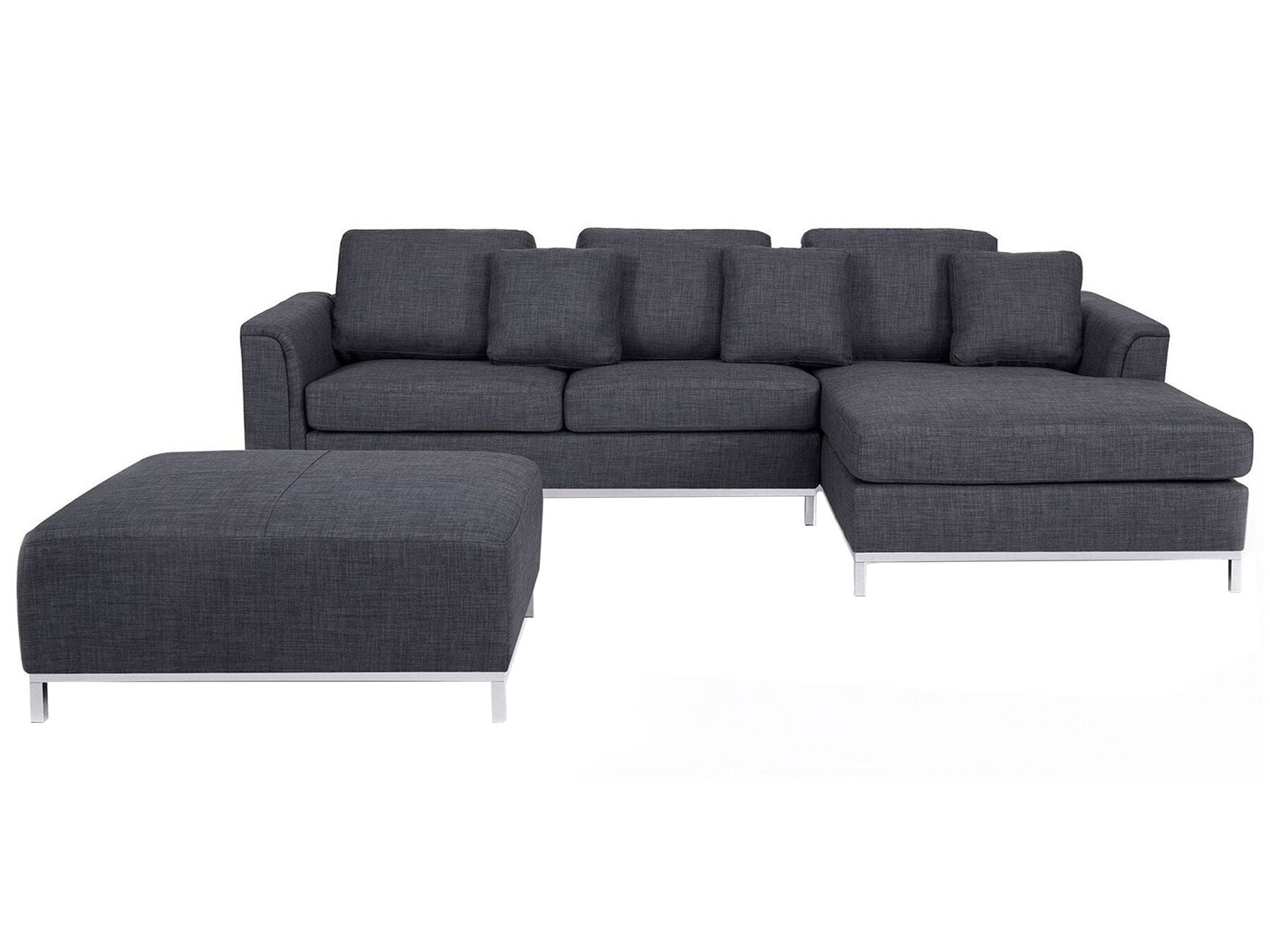 Corner Sofa OSLO Fabric Dark Grey with Ottoman 5 Seater Left Hand