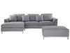 Corner Sofa Fabric Light Grey with Ottoman 5 Seater Right Hand