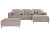 Corner Sofa Fabric Beige with Ottoman 5 Seater Left Hand