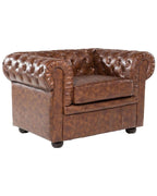 3 Seater Sofa Faux Leather Golden Brown CHESTERFIELD