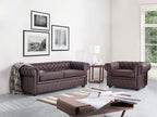 3 Seater Leather Sofa Brown CHESTERFIELD