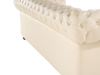 3 Seater Leather Sofa Cream CHESTERFIELD
