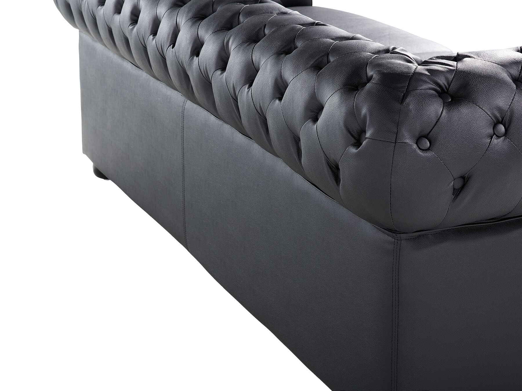 3 Seater Leather Sofa Black CHESTERFIELD