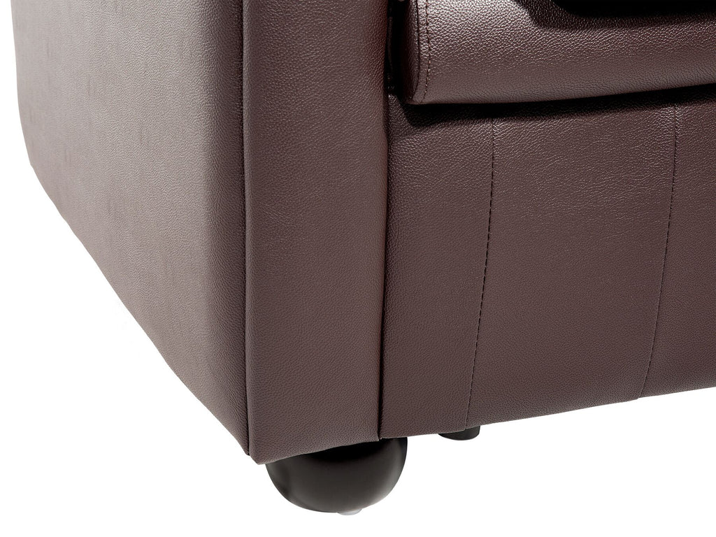 3 Seater Leather Sofa Brown CHESTERFIELD