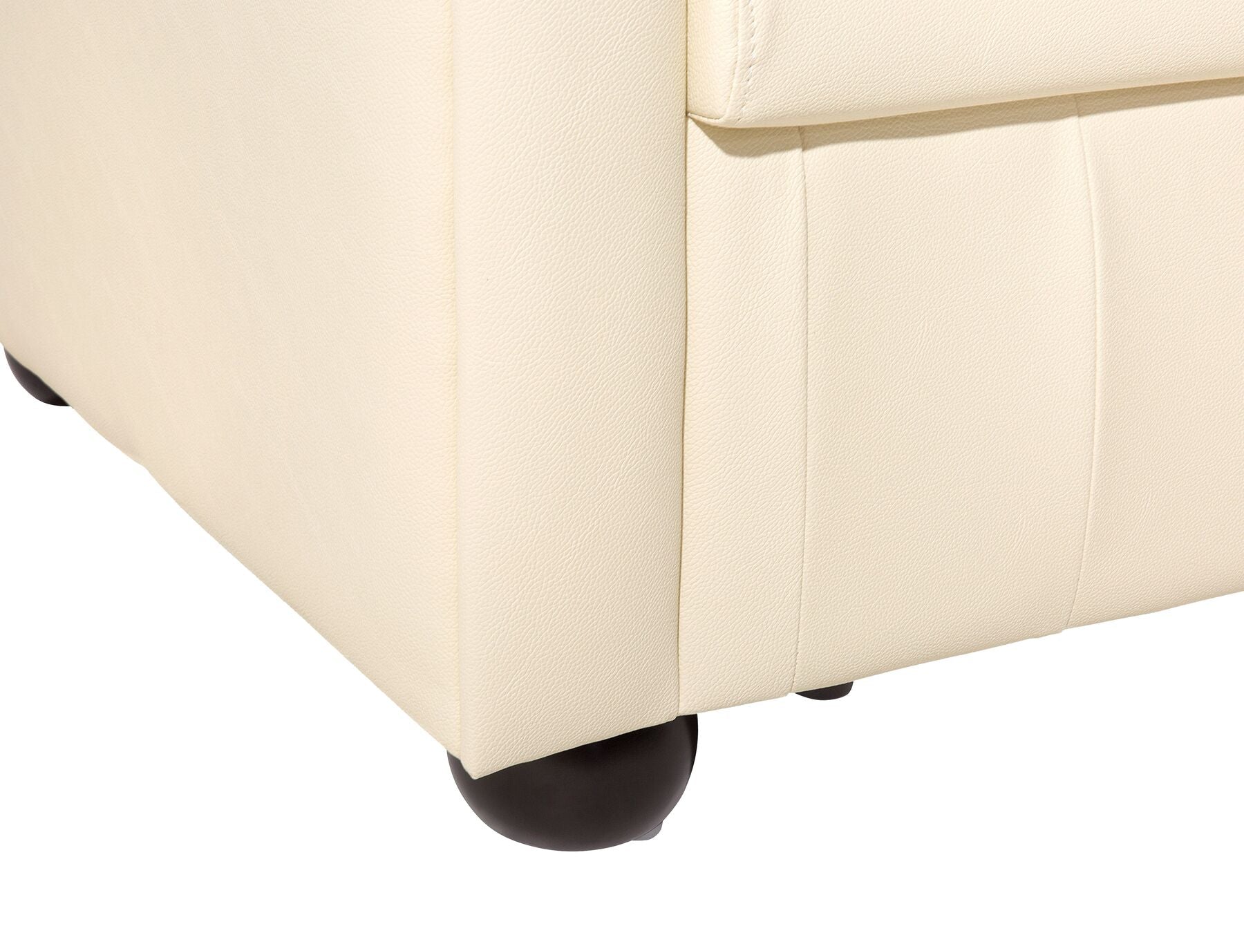 3 Seater Leather Sofa Cream CHESTERFIELD