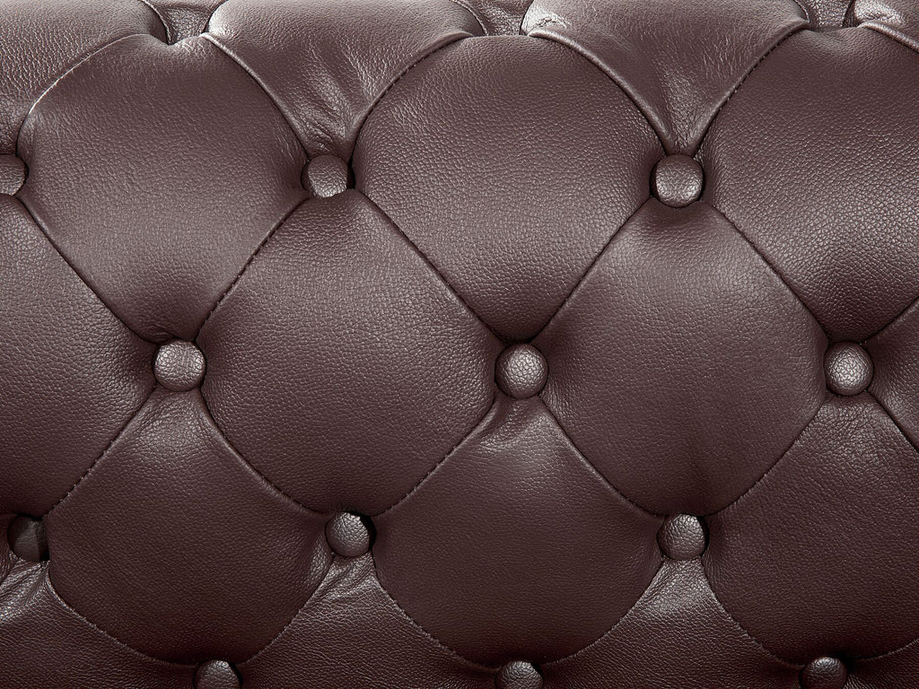 3 Seater Leather Sofa Brown CHESTERFIELD
