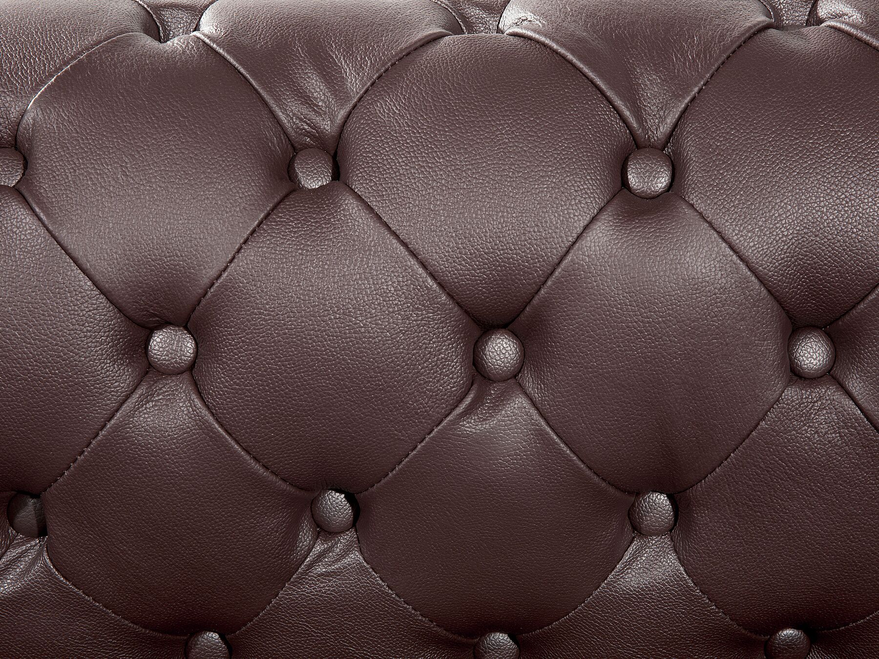 3 Seater Leather Sofa Brown CHESTERFIELD