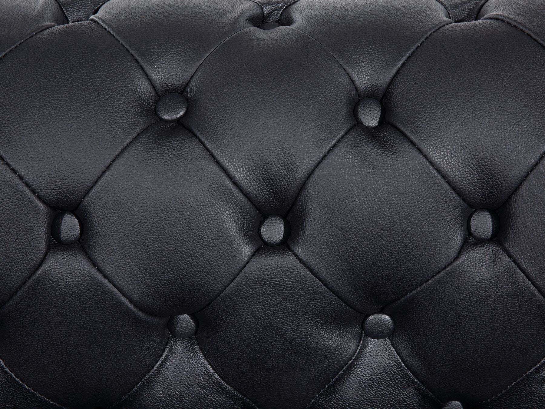 3 Seater Leather Sofa Black CHESTERFIELD