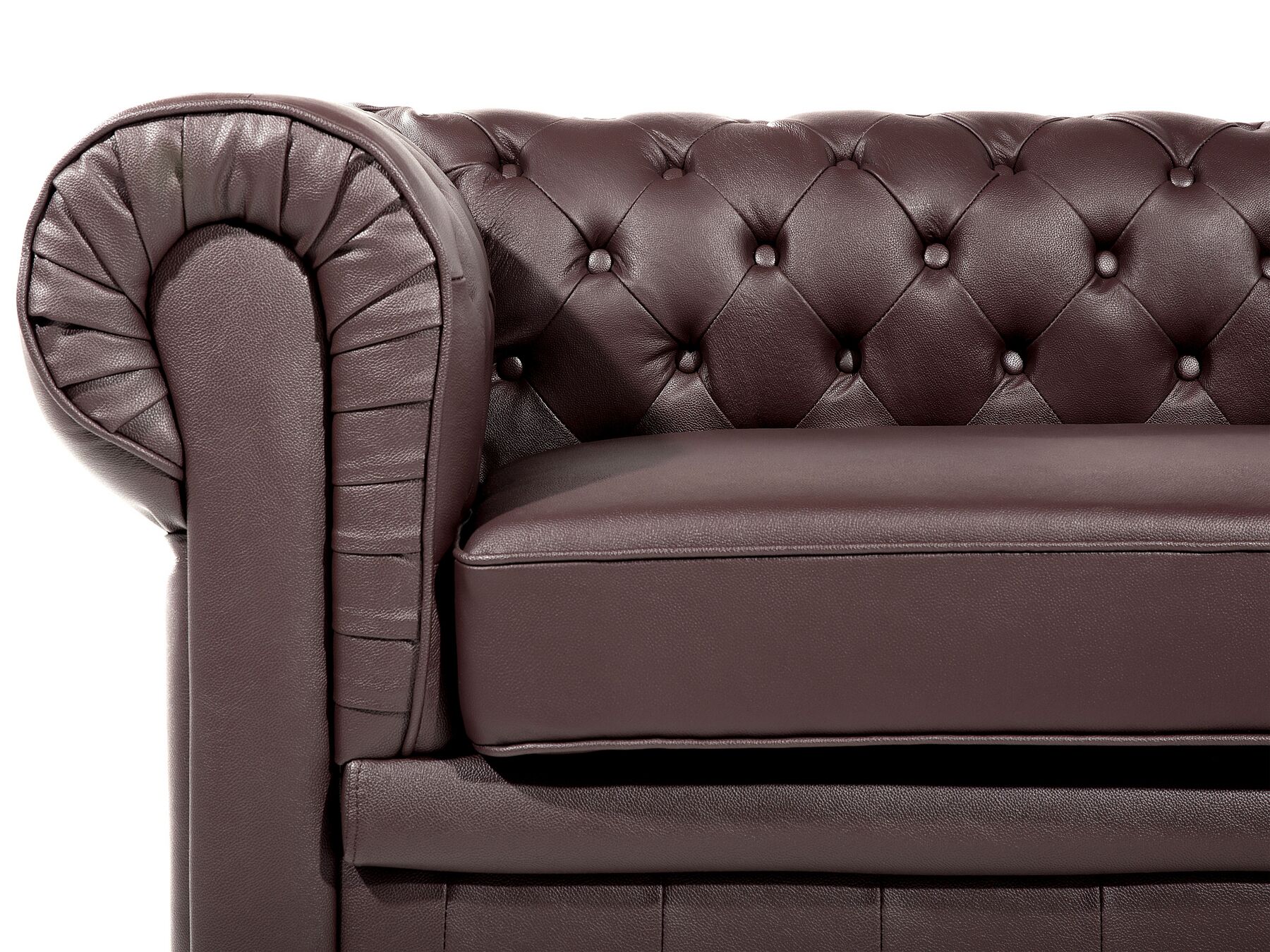 3 Seater Leather Sofa Brown CHESTERFIELD
