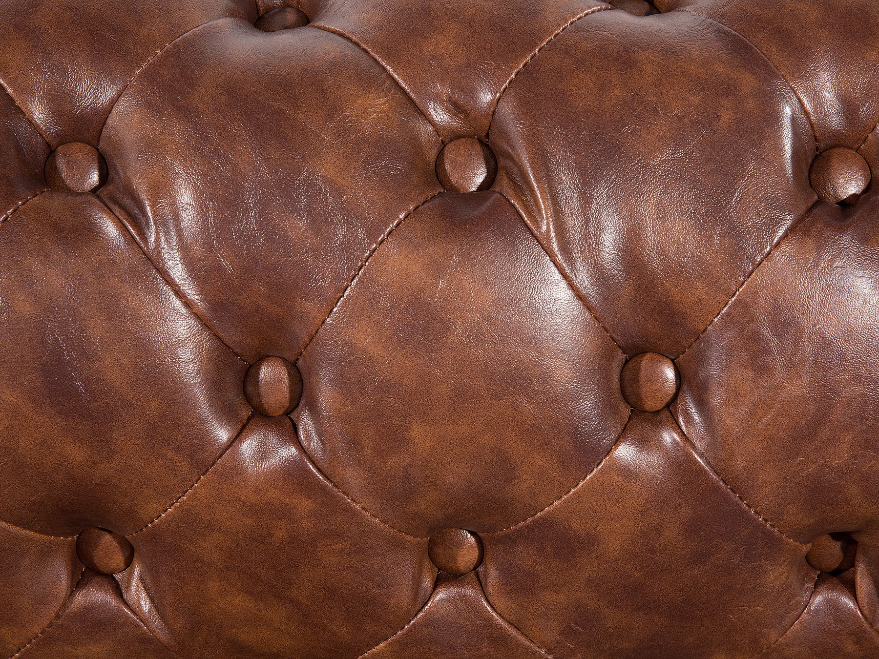 3 Seater Sofa Faux Leather Golden Brown CHESTERFIELD