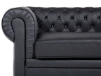3 Seater Leather Sofa Black CHESTERFIELD