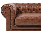 3 Seater Sofa Faux Leather Golden Brown CHESTERFIELD