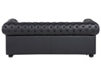 3 Seater Leather Sofa Black CHESTERFIELD