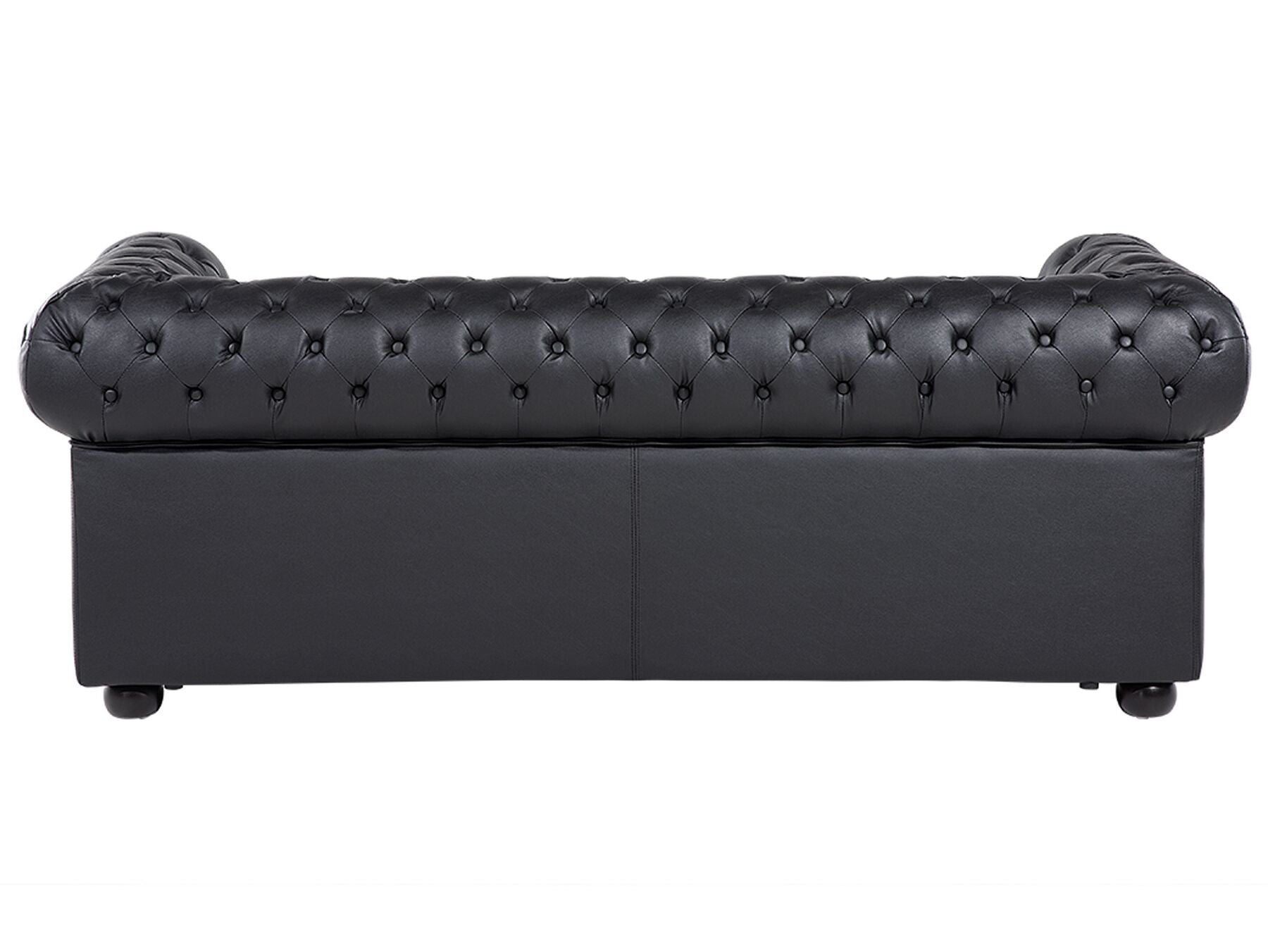 3 Seater Leather Sofa Black CHESTERFIELD