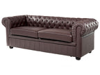 3 Seater Leather Sofa Brown CHESTERFIELD