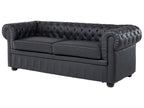 3 Seater Leather Sofa Black CHESTERFIELD