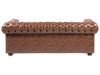 3 Seater Sofa Faux Leather Golden Brown CHESTERFIELD