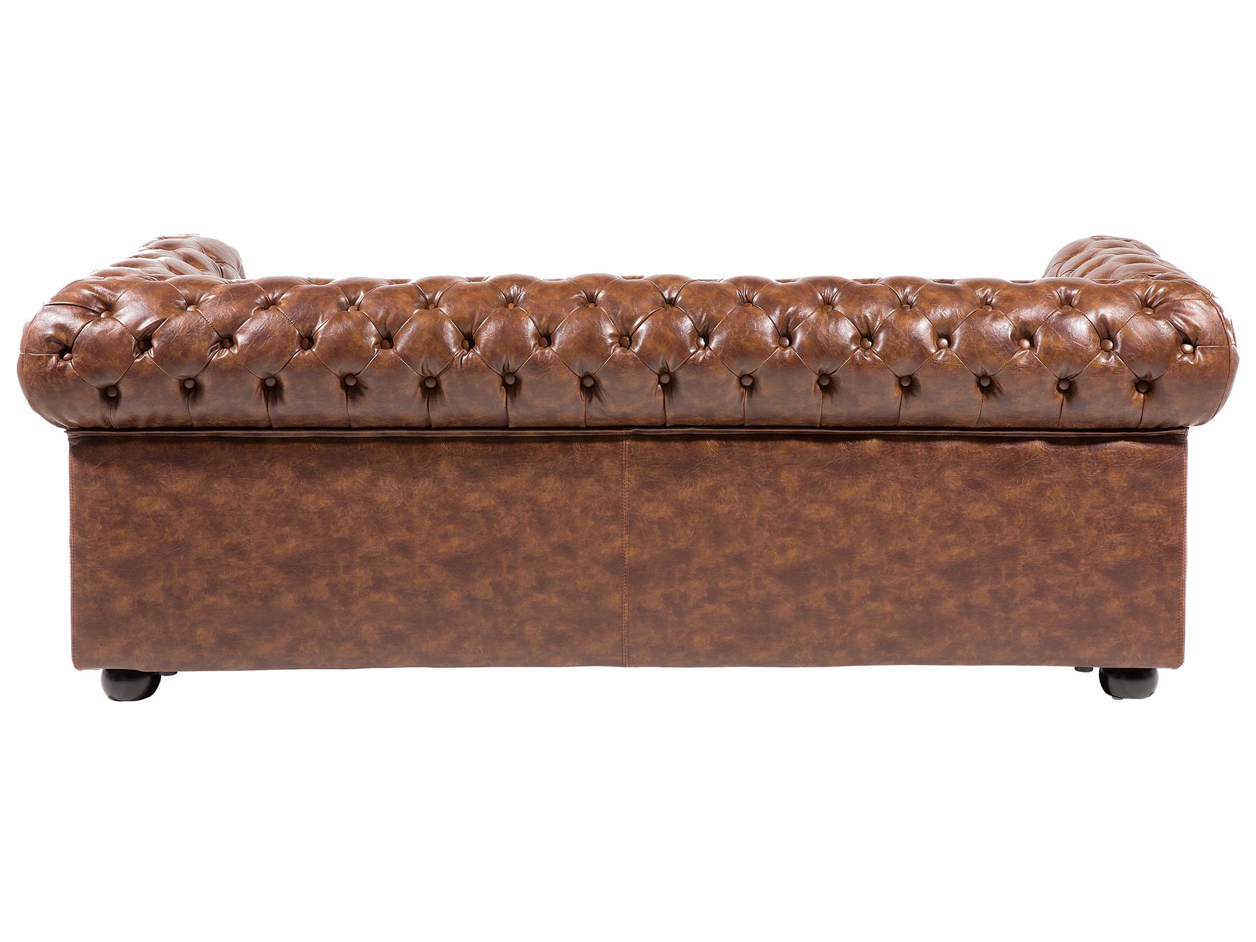 3 Seater Sofa Faux Leather Golden Brown CHESTERFIELD
