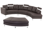 Curved Sofa ROTUNDE Leather Brown 7 Seater Symmetrical