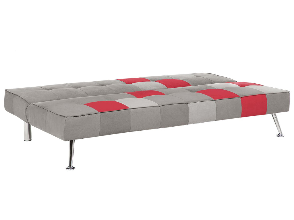 Sofa Bed OLSKER Velvet Light Grey 3 Seater