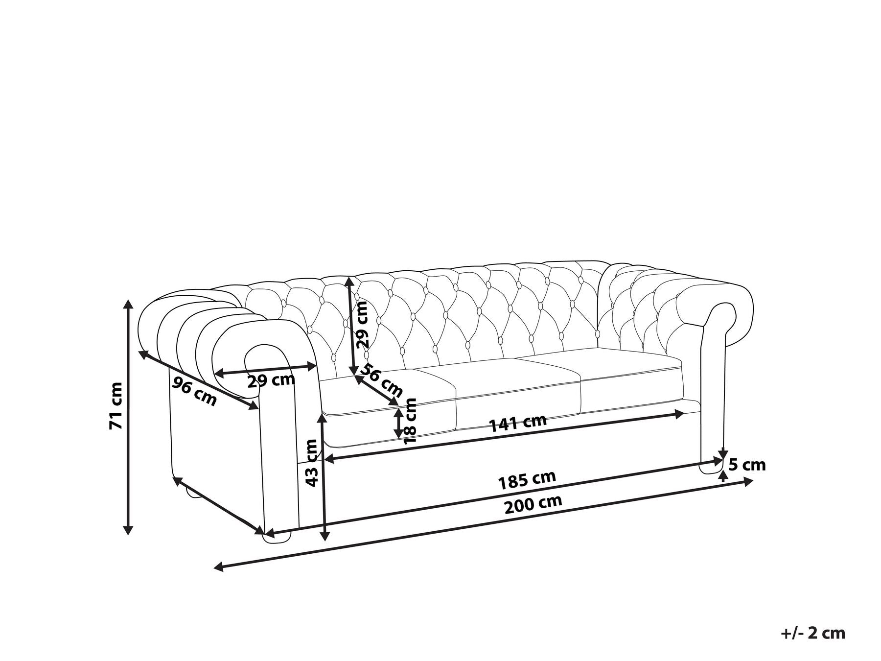 3 Seater Fabric Sofa Patchwork Purple CHESTERFIELD