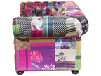 3 Seater Fabric Sofa Patchwork Purple CHESTERFIELD