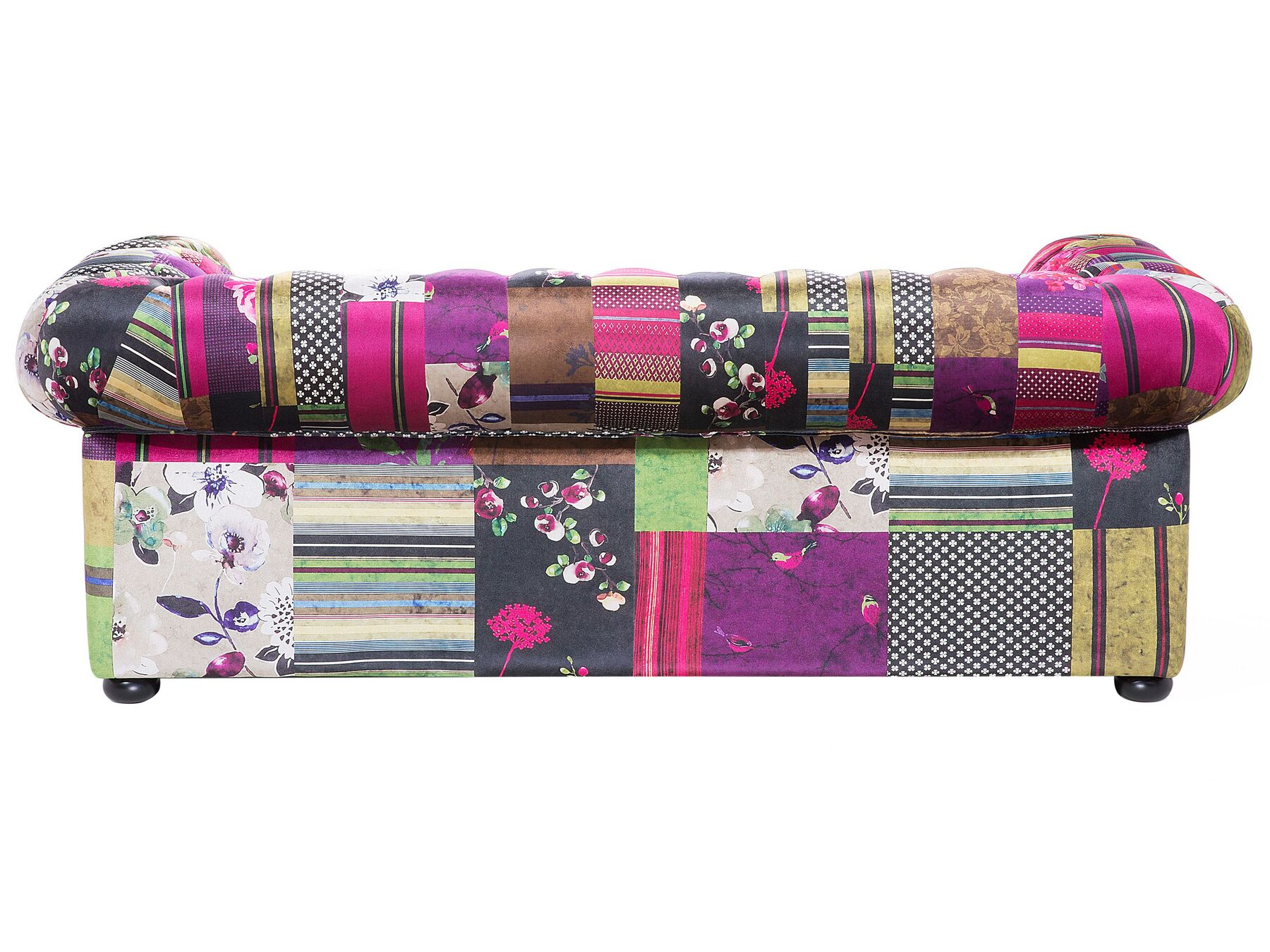 3 Seater Fabric Sofa Patchwork Purple CHESTERFIELD