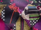 3 Seater Fabric Sofa Patchwork Purple CHESTERFIELD