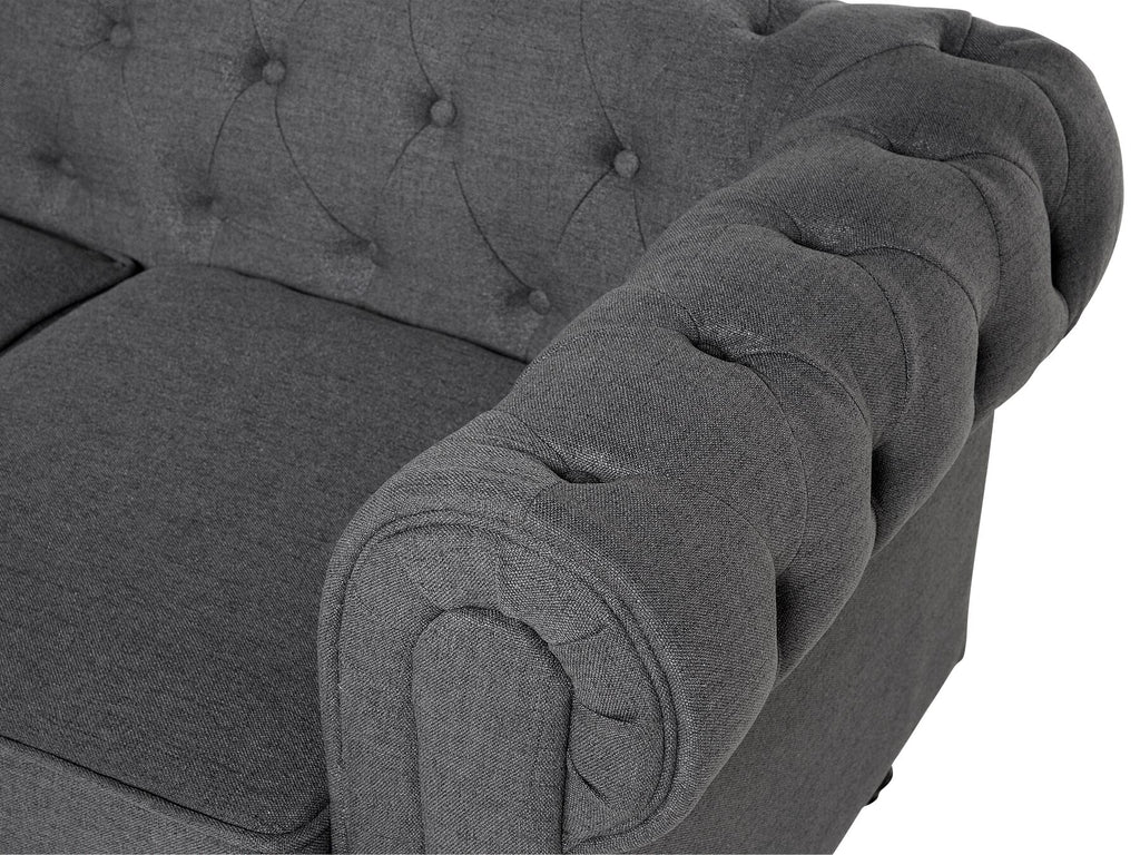 3 Seater Fabric Sofa Grey CHESTERFIELD