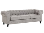 3 Seater Fabric Sofa Light Grey CHESTERFIELD