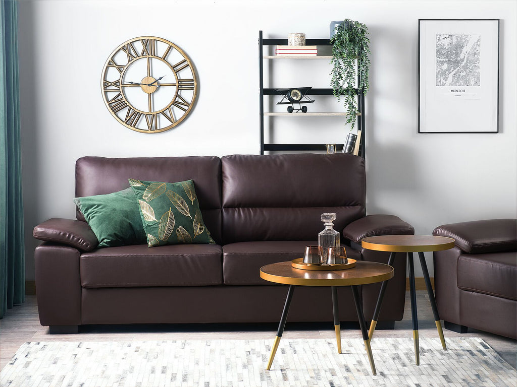 3 Seater Faux Leather Sofa Brown VOGAR