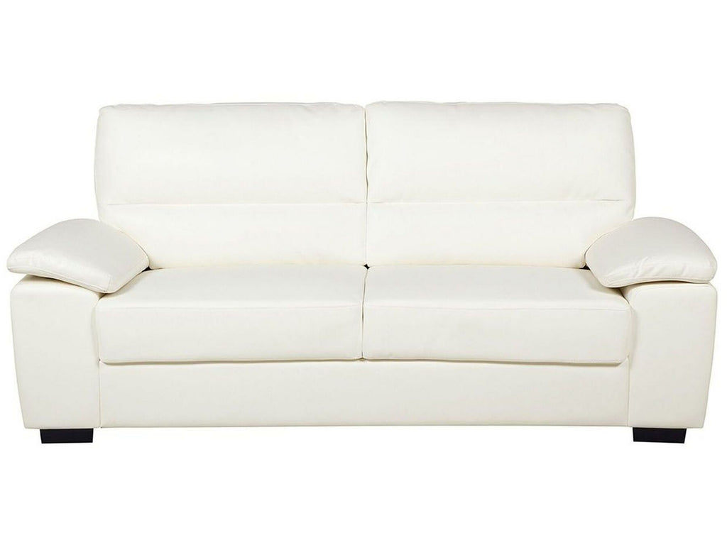 3 Seater Faux Leather Sofa Cream VOGAR
