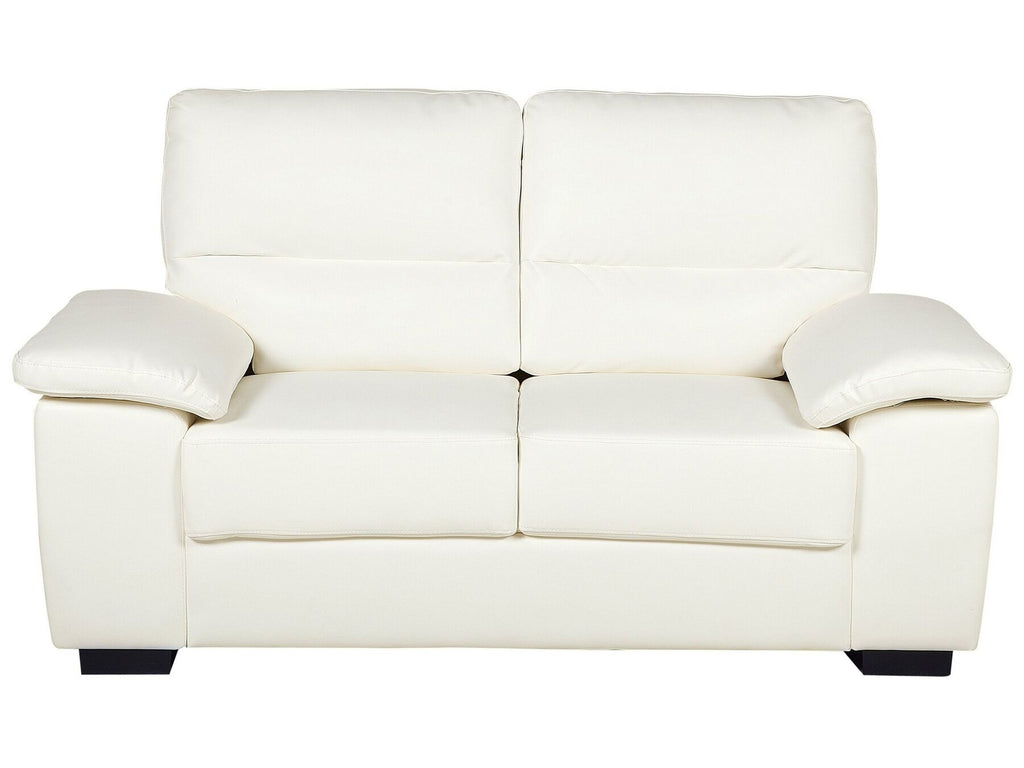 2 Seater Faux Leather Sofa Cream VOGAR