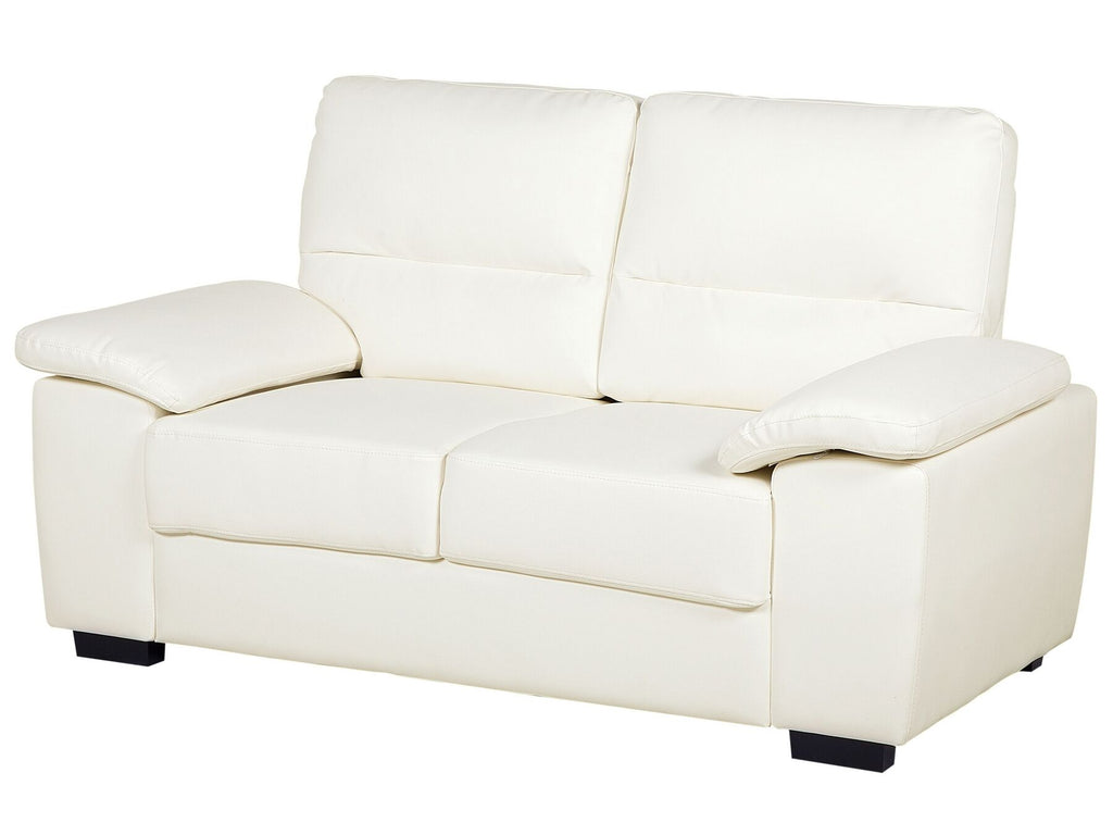 2 Seater Faux Leather Sofa Cream VOGAR