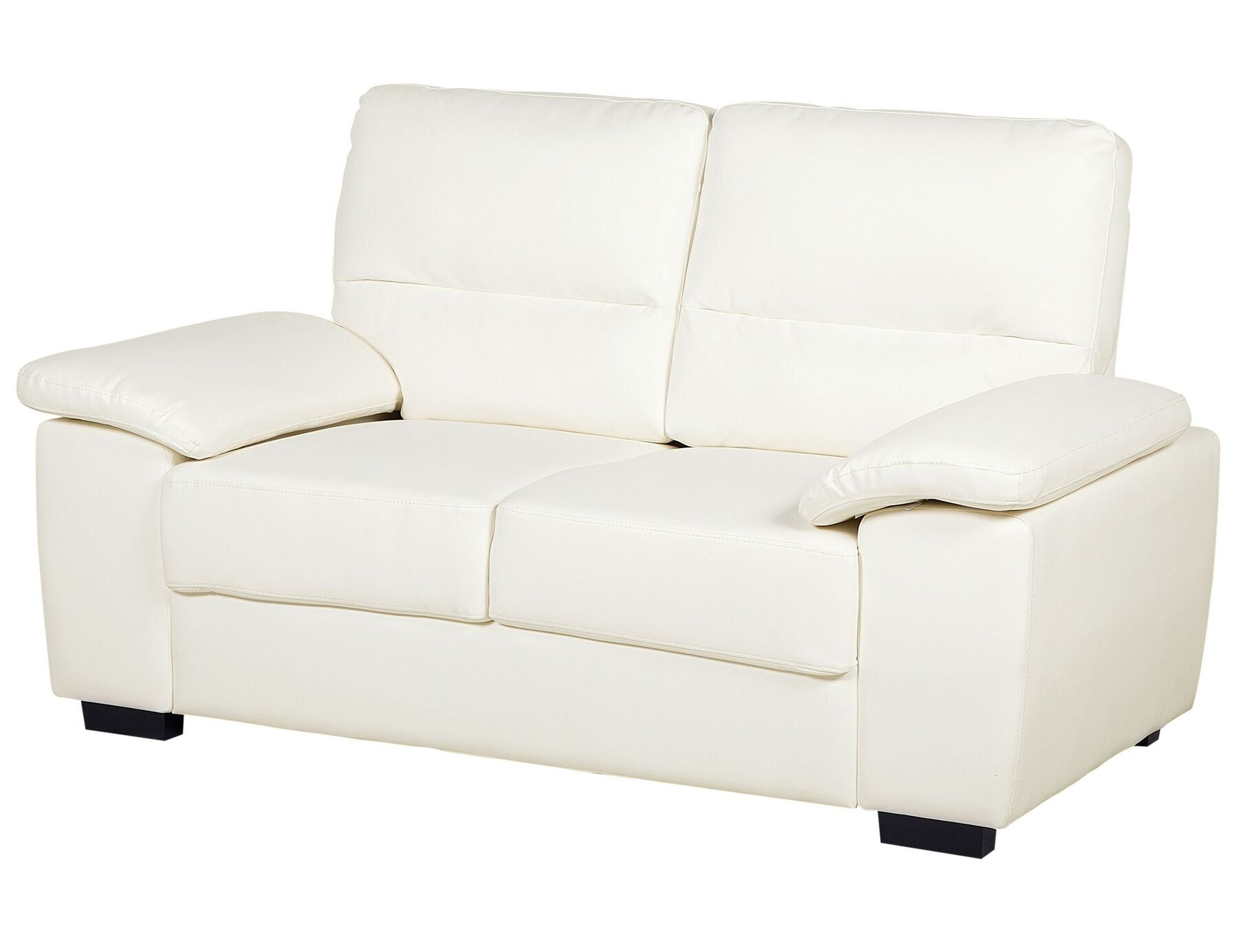 2 Seater Faux Leather Sofa Cream VOGAR