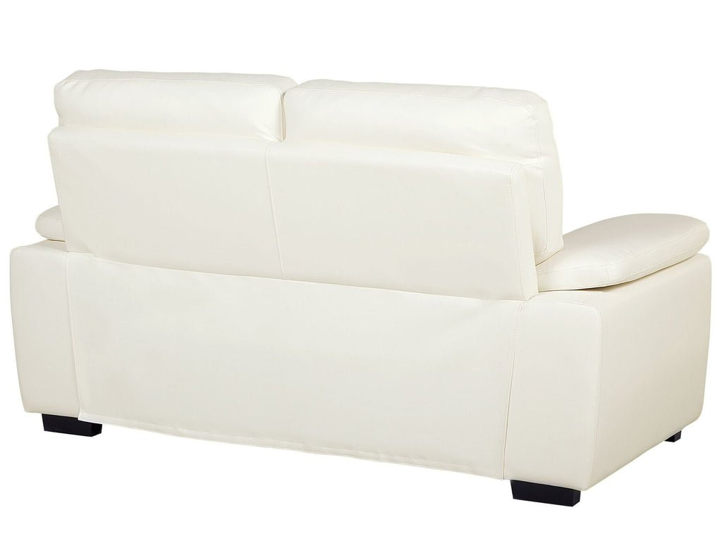 2 Seater Faux Leather Sofa Cream VOGAR