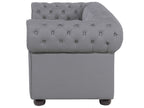 3 Seater Leather Sofa Grey CHESTERFIELD