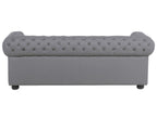 3 Seater Leather Sofa Grey CHESTERFIELD
