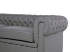 3 Seater Leather Sofa Grey CHESTERFIELD
