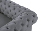 3 Seater Leather Sofa Grey CHESTERFIELD
