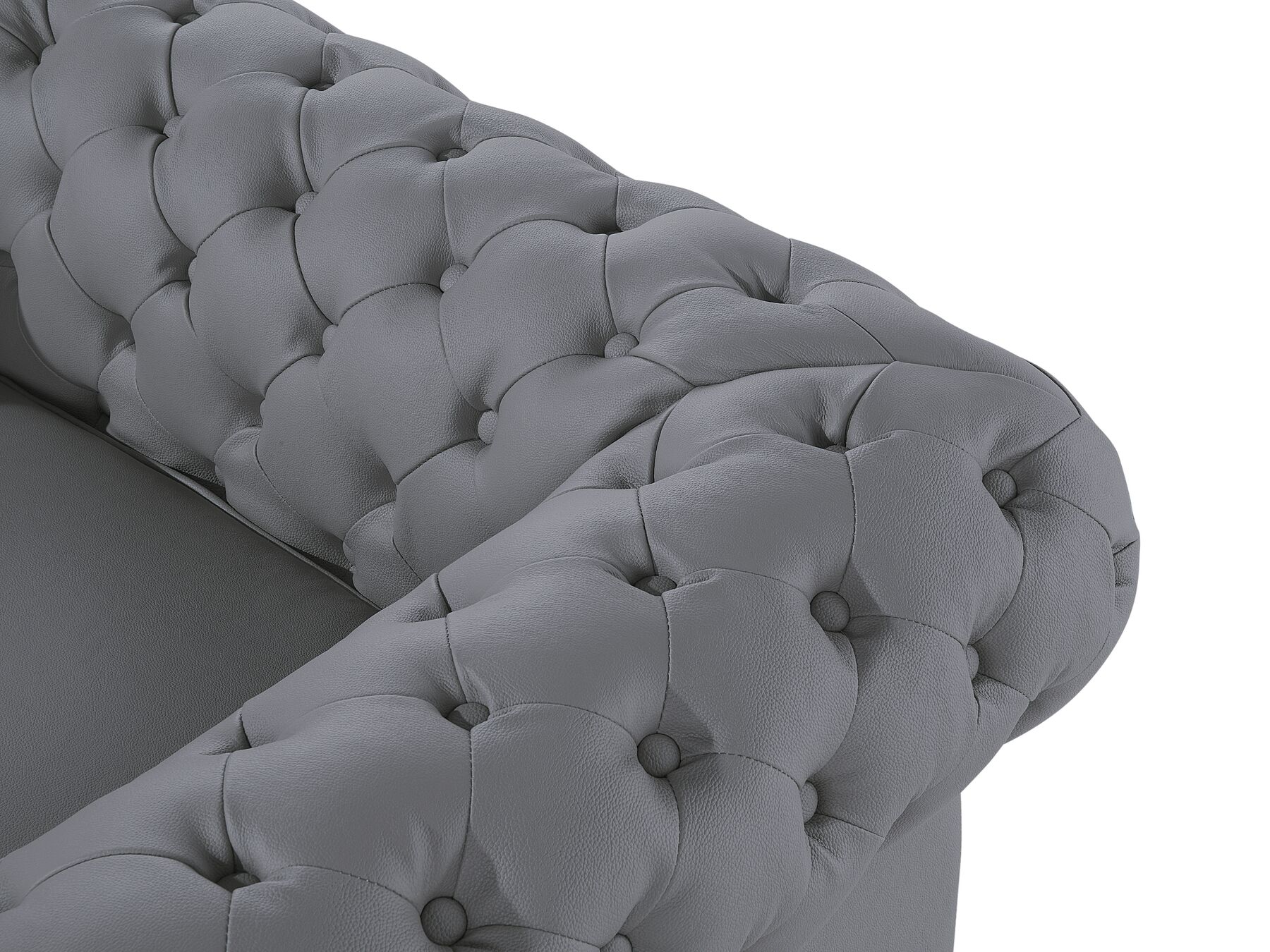 3 Seater Leather Sofa Grey CHESTERFIELD
