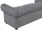 3 Seater Leather Sofa Grey CHESTERFIELD