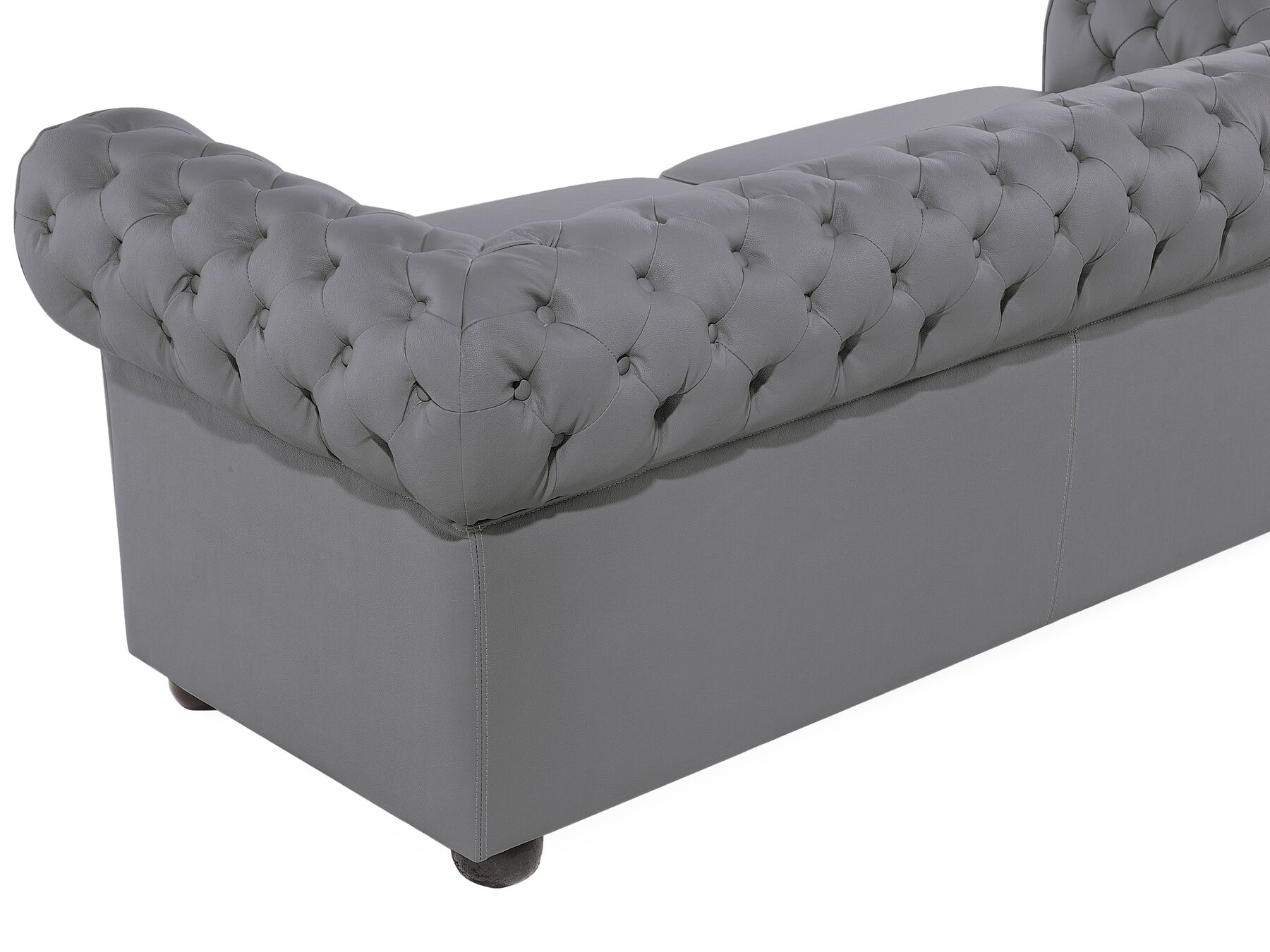 3 Seater Leather Sofa Grey CHESTERFIELD