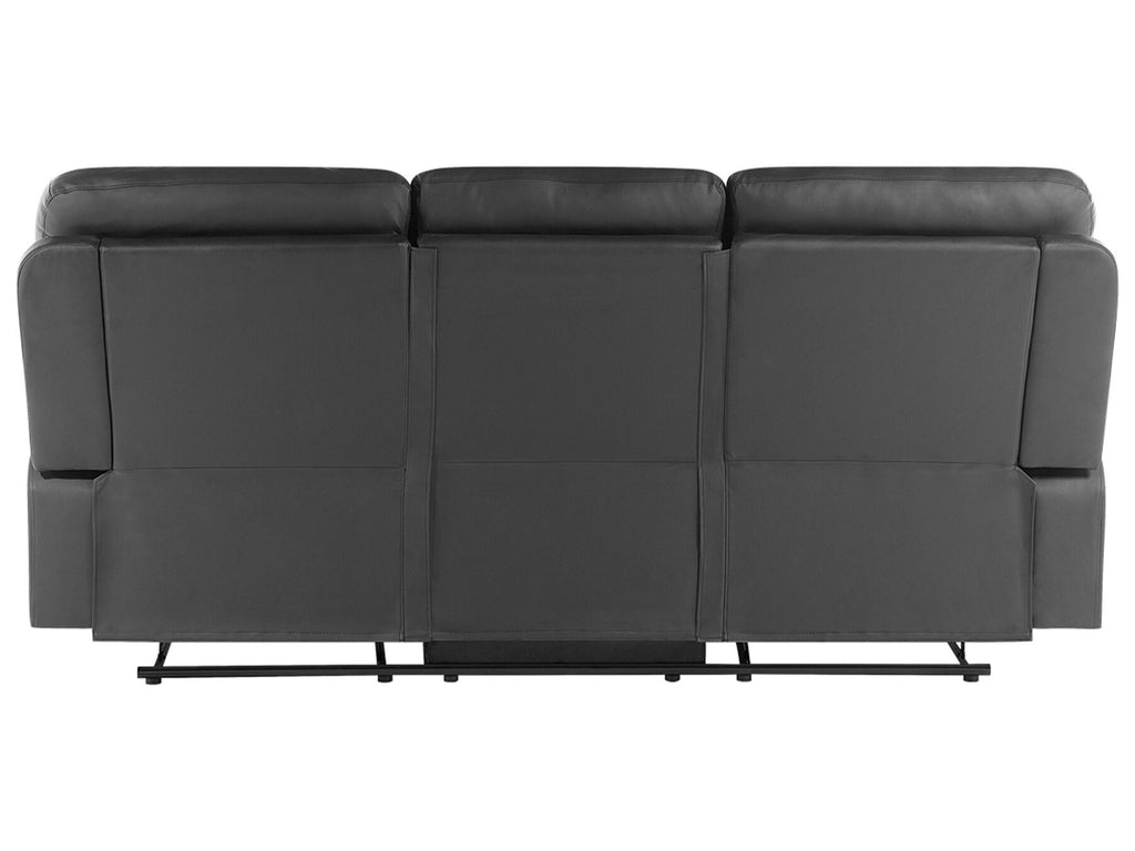 3 Seater Faux Leather Manual Recliner Sofa Black BERGEN