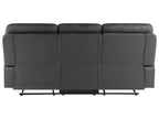 3 Seater Faux Leather Manual Recliner Sofa Black BERGEN