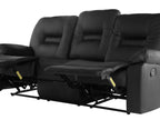 3 Seater Faux Leather Manual Recliner Sofa Black BERGEN