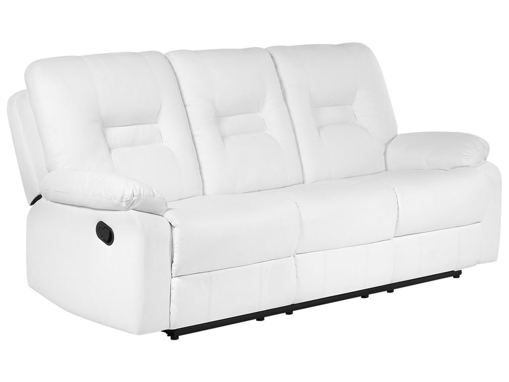 3 Seater Faux Leather Manual Recliner Sofa White BERGEN