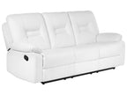 3 Seater Faux Leather Manual Recliner Sofa White BERGEN